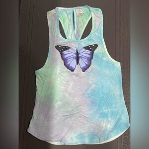 No Boundaries Tye Dye Green and Blue Backless Sleeveless Tank Top